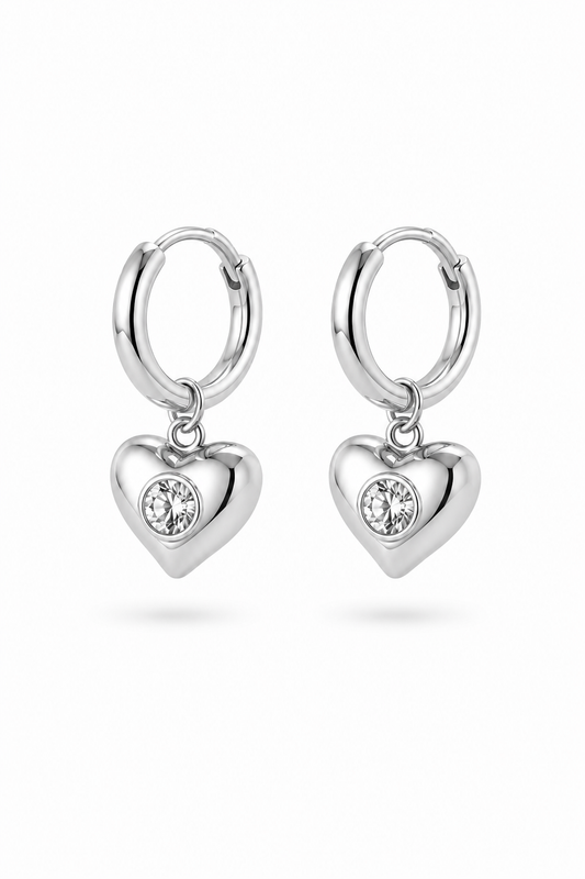 ARGOLLAS PEQUEÑAS CORAZÓN 14MM PLATEADO