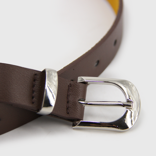 CINTURÓN BAS DEL II CAFÉ PLATEADO