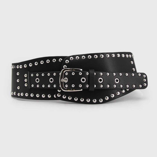 CINTURÓN FAJA NEGRO TACHAS