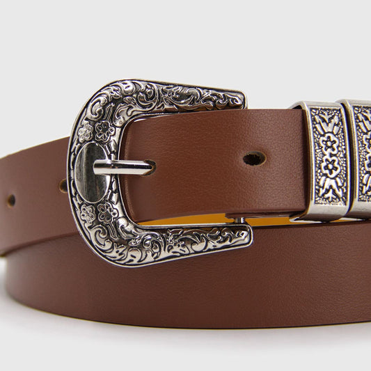 CINTURÓN DOBLE CAMEL PLATEADO