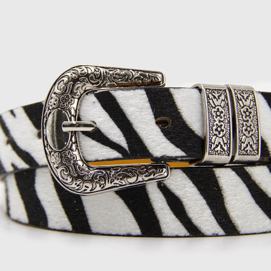 CINTURÓN DOBLE CEBRA PLATEADO