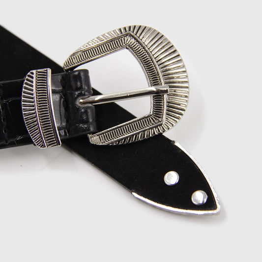 CINTURÓN BAS NEGRO PLATEADO