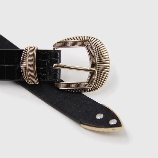 CINTURÓN BAS NEGRO DORADO