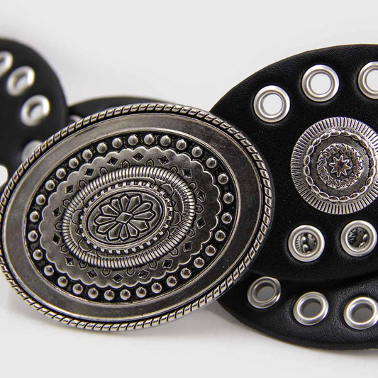 CINTURÓN BOHO OVALO NEGRO