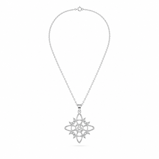 CADENA NUDO DE BRUJA CIRCONES II PLATA 925
