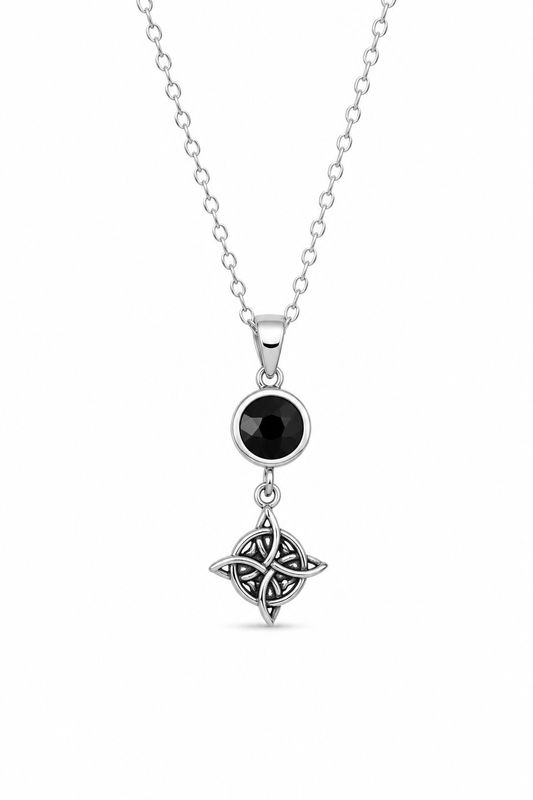 CADENA NUDO DE BRUJA ÓNIX PLATA 925