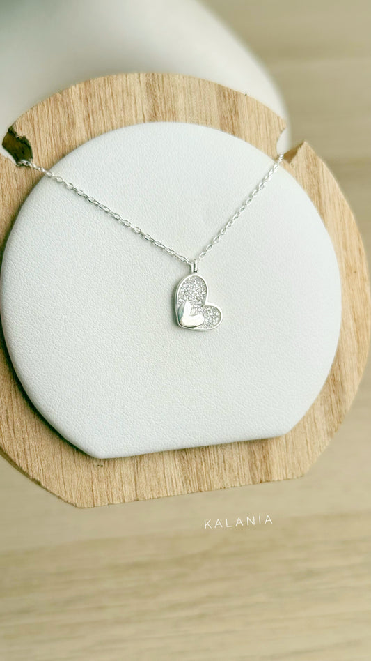 CADENA CORAZONES CIRCONES PLATA 925