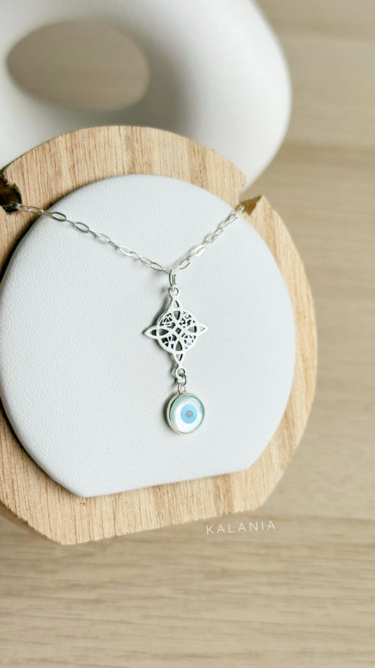 CADENA NUDO DE BRUJA OJO TURCO PLATA 925