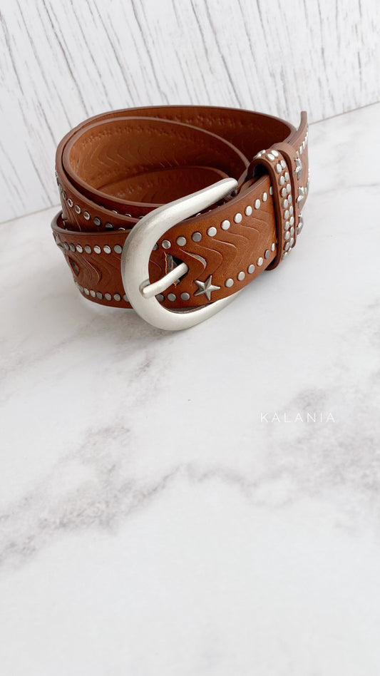 CINTURÓN CAFÉ ESTRELLA III AJUSTABLE