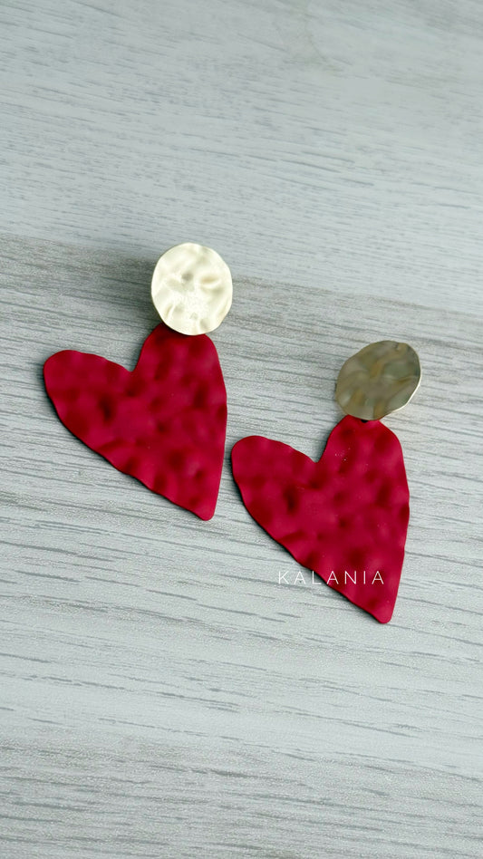 AROS CORAZÓN ROJO DORADO
