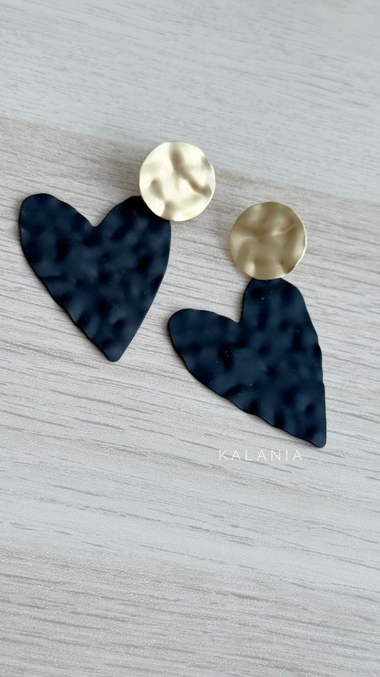 AROS CORAZÓN NEGRO DORADO