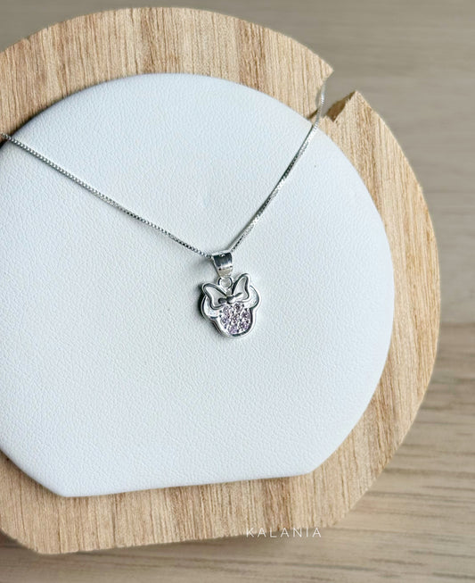 CADENA MINNIE CIRCON ROSADO PLATA 925