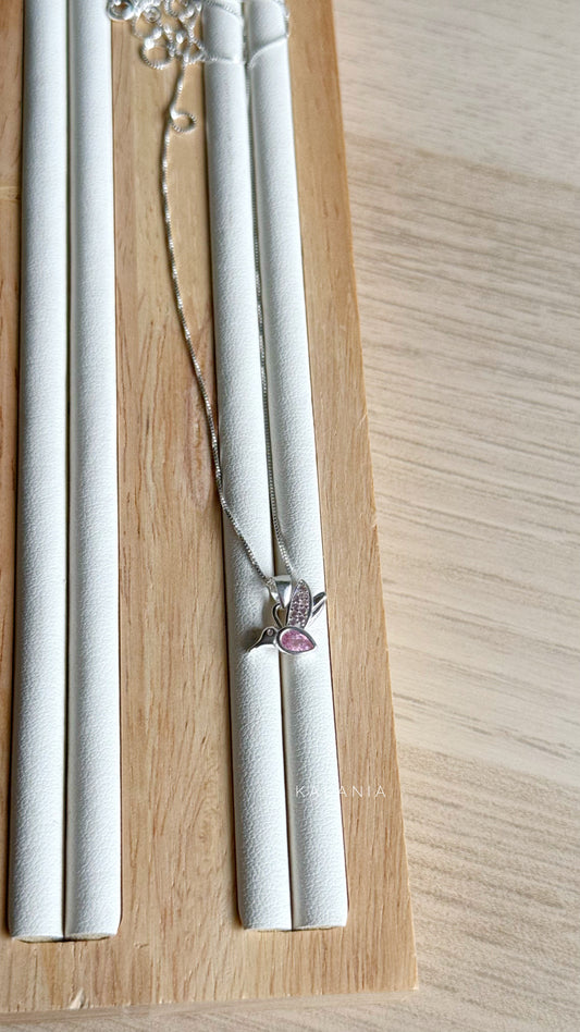 CADENA COLIBRI CIRCON ROSADO PLATA 925