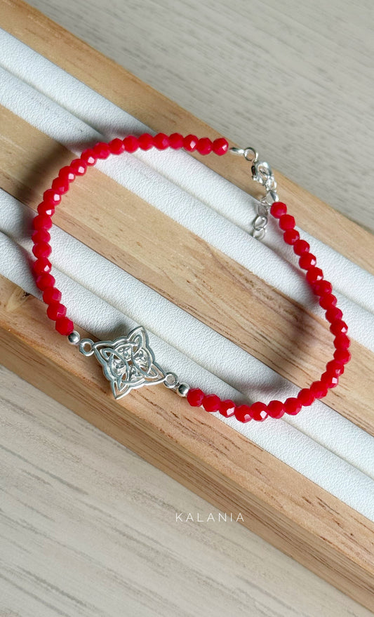 PULSERA PROTECCIÓN NUDO DE BRUJA CRISTALES PLATA 925