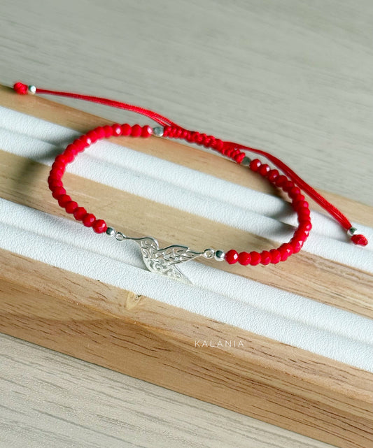 PULSERA PROTECCIÓN COLIBRI CRISTALES PLATA 925