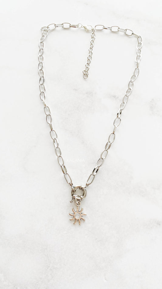 CADENAS BROCHE TIMÓN MINI SOL PLATEADO