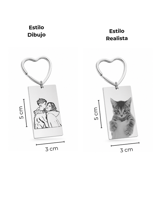 LLAVERO PERSONALIZADO RECTANGULAR CORAZÓN