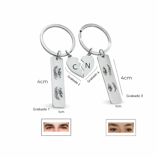 LLAVERO DUO MIRADA PERSONALIZADO RECTANGULAR