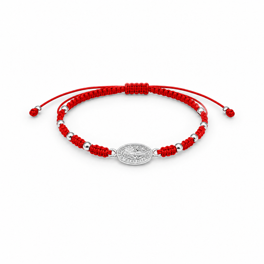 PULSERA ROJA HILO VIRGEN DE LOS RAYOS MILAGROSA PROTECCIÓN PLATA 925