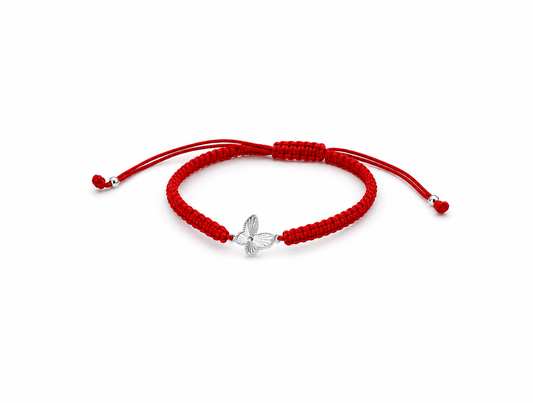 PULSERA HILO ROJO MARIPOSA PROTECCIÓN PLATA 925