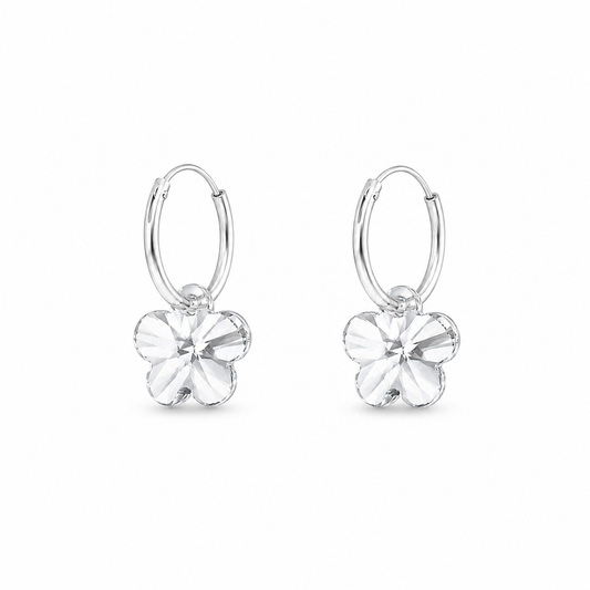 ARGOLLAS FLOR CRISTAL 16MM PLATA 925