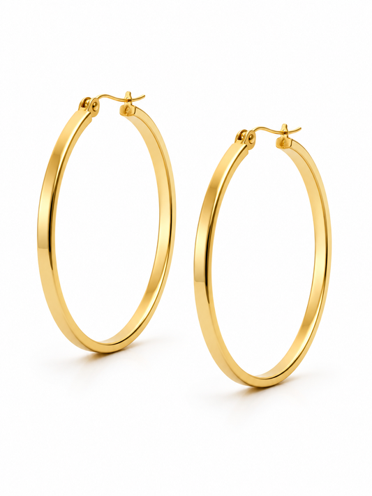 ARGOLLAS CUADRADAS 50MM DORADO