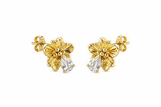 AROS FLOR CRISTAL 2.2 CM DORADO