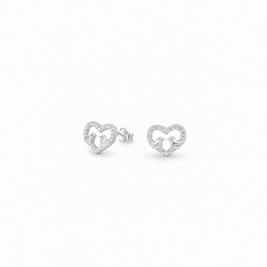 AROS DUO PAJARITOS CIRCONES PLATA 925