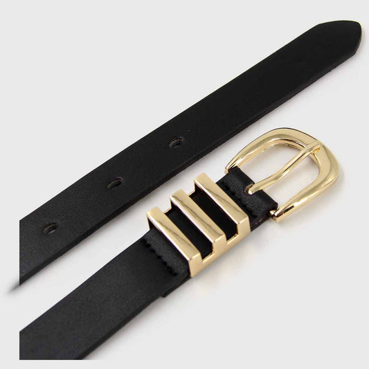 CINTURÓN SIM BAS NEGRO DORADO