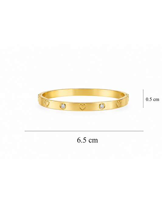 PULSERA ESCLAVA CLOVER CORAZÓN DORADO