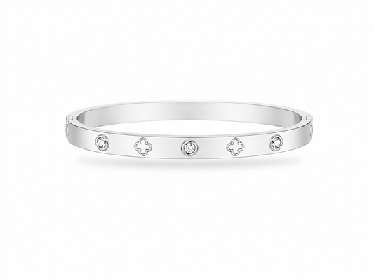 PULSERA ESCLAVA CLOVER PLATEADO