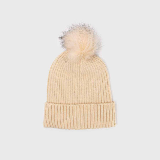 BEANIE POMPÓN CREMA