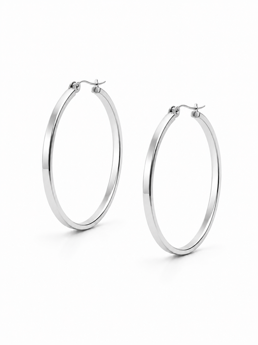 ARGOLLAS CUADRADAS 50MM PLATEADO
