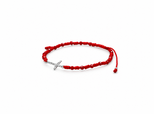 PULSERA HILO ROJO CRUZ PROTECCIÓN PLATA 925