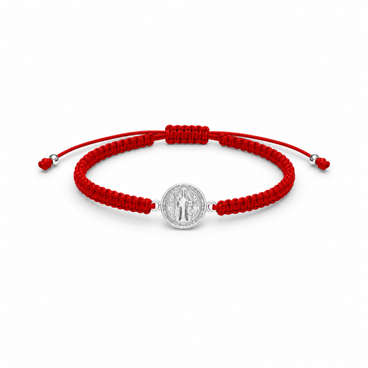 PULSERA BABY ROJA SAN BENITO ABAD PROTECCIÓN PLATA 925