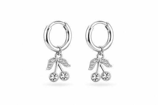 ARGOLLAS PEQUEÑAS CEREZA PLATEADO 12MM