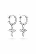 ARGOLLAS PEQUEÑAS CRUZ CIRCÓN 14MM PLATEADO