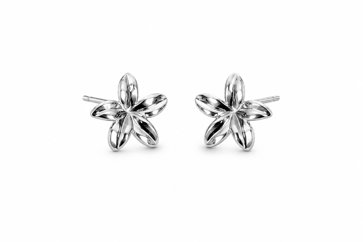 AROS FLOR PLATEADO 2 CM