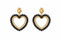 AROS TEJIDOS CORAZÓN NEGRO DORADO 5.5 CM
