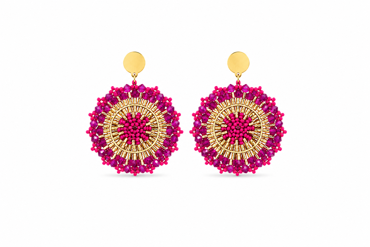 AROS TEJIDOS FUCSIA DORADO 5CM