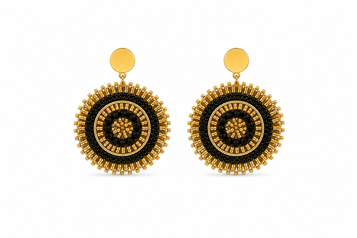 AROS TEJIDOS NEGRO DORADO 4.3CM