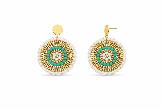 AROS TEJIDOS NUDE TURQUESA DORADO 5CM