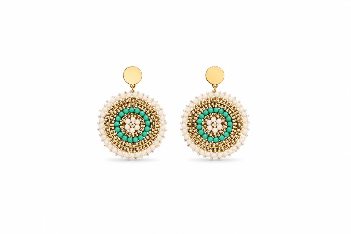 AROS TEJIDOS NUDE TURQUESA DORADO 5CM