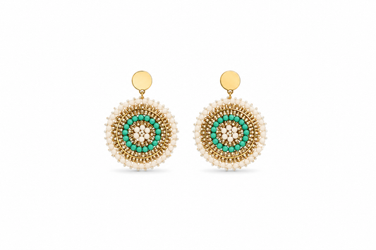 AROS TEJIDOS NUDE TURQUESA DORADO 5CM