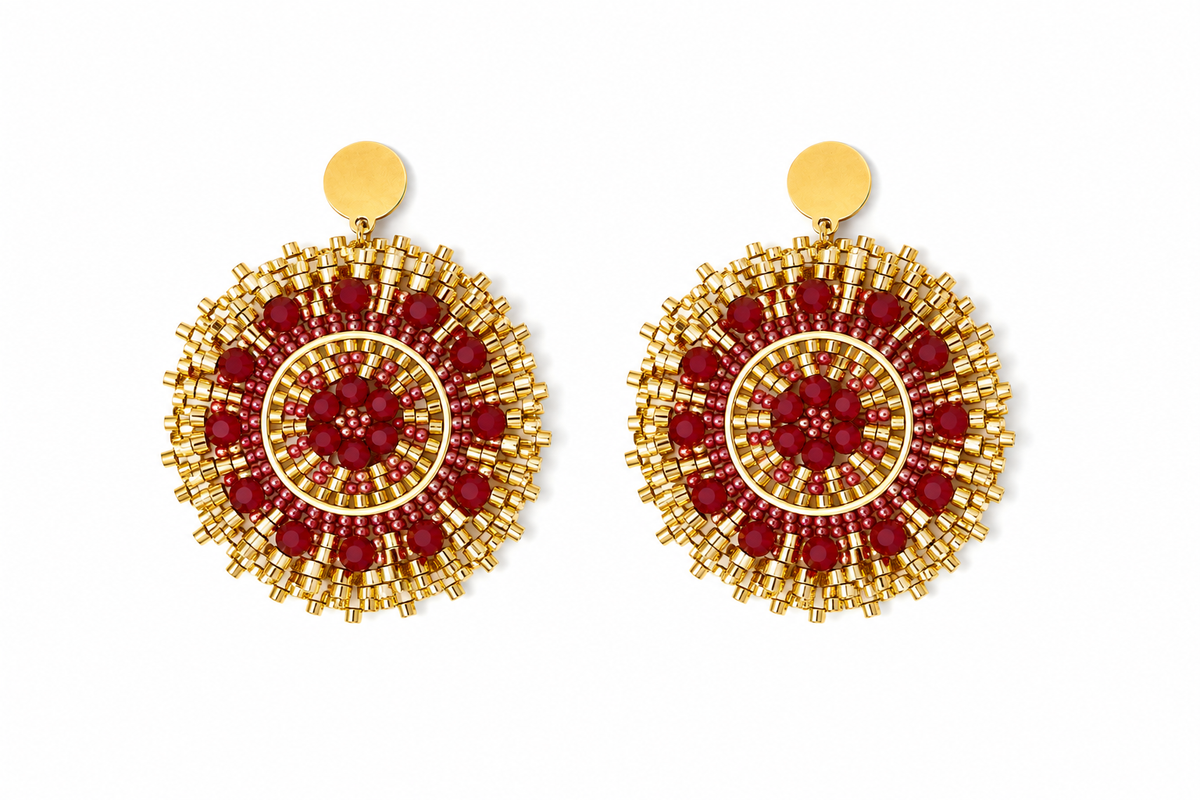 AROS TEJIDOS ROJO DORADO 5CM