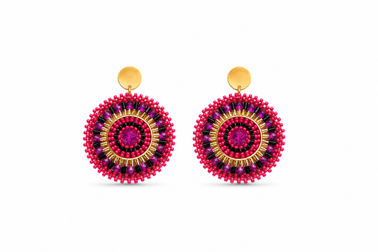 AROS TEJIDOS ROSADOS 5CM DORADO