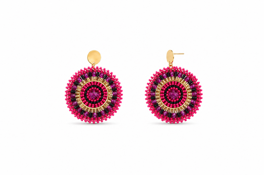 AROS TEJIDOS ROSADOS 5CM DORADO