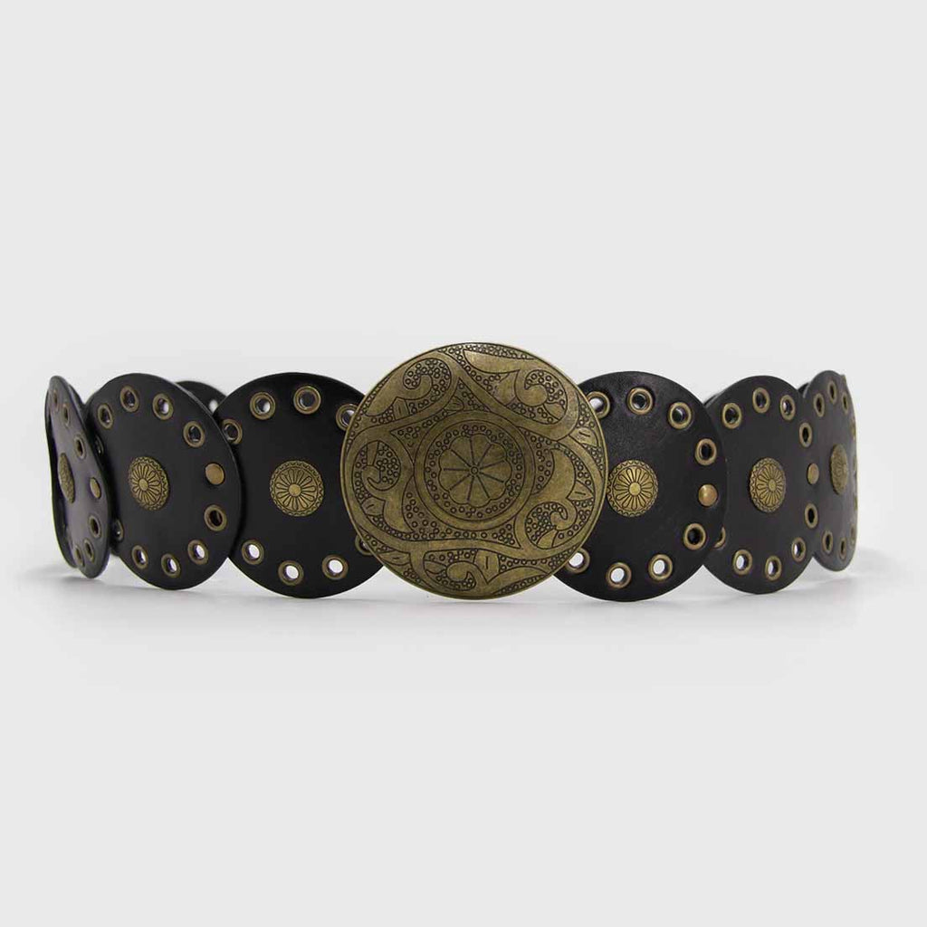 CINTURÓN BOHO DORADO NEGRO