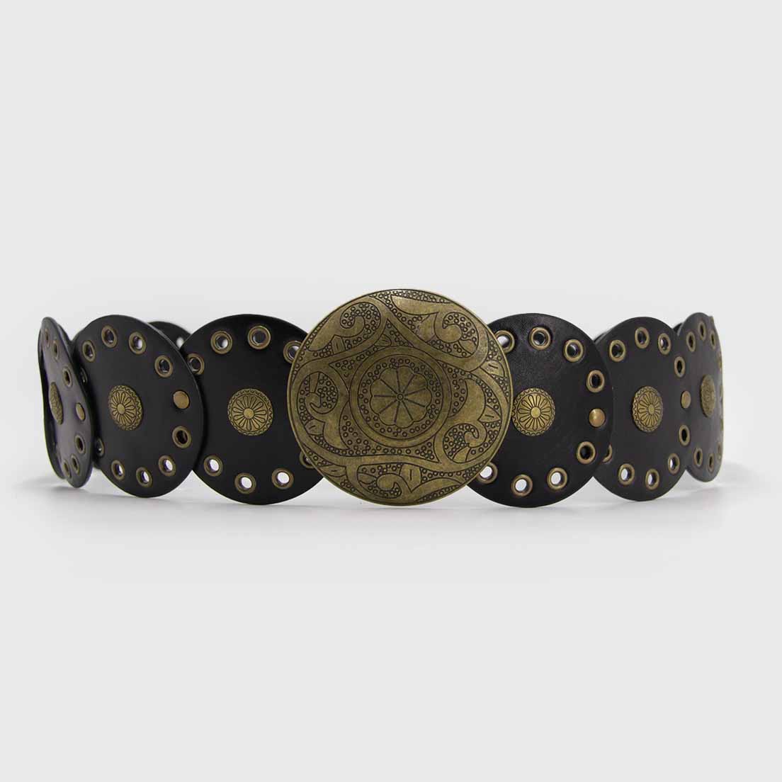 CINTURÓN BOHO DORADO NEGRO