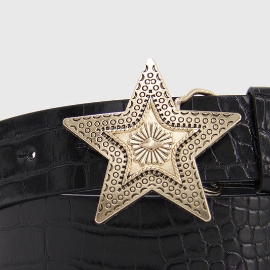 CINTURÓN ESTRELLA NEGRO DORADO